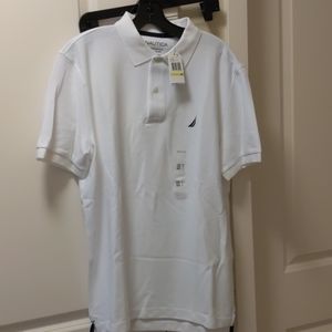 White performance polo shirt